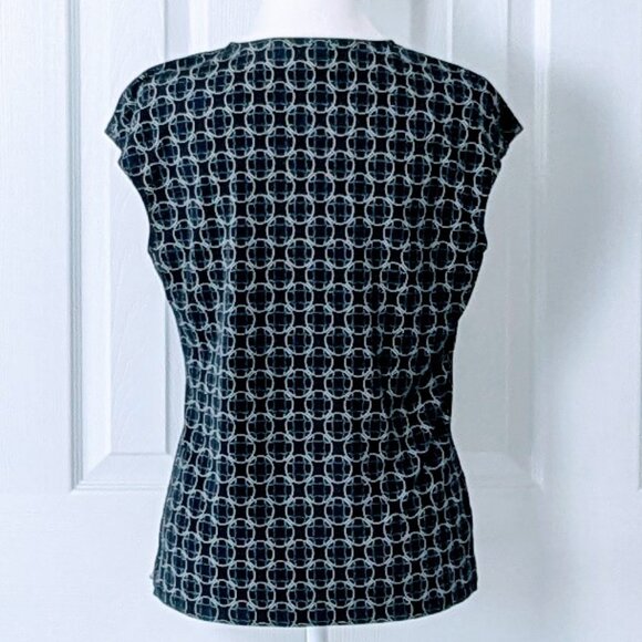ANN TAYLOR Women's Cap Sleeves Top Blouse  Size S  Black Print NWOT - Picture 2 of 5